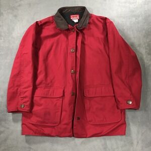 Marlboro Country Store Jacket Mens Medium Red Canvas Button Up Chore Vintage *